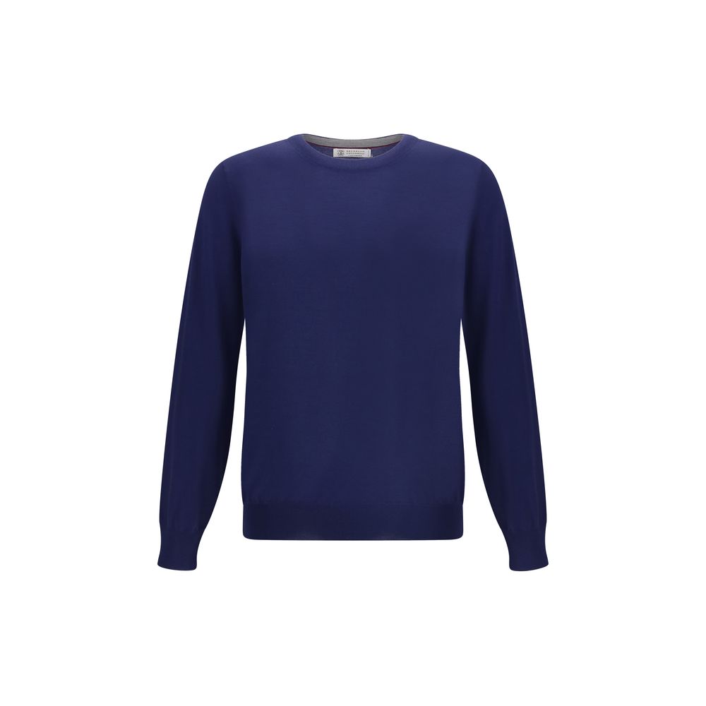 Brunello Cucinelli Blue Fleece Wool Sweatshirt